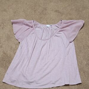 GAP Mauve Flutter Sleeve Blouse